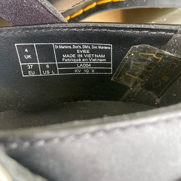 Dr. Martens Eviee Heeled Shoes in Black Sendal Leather Women's Size 6